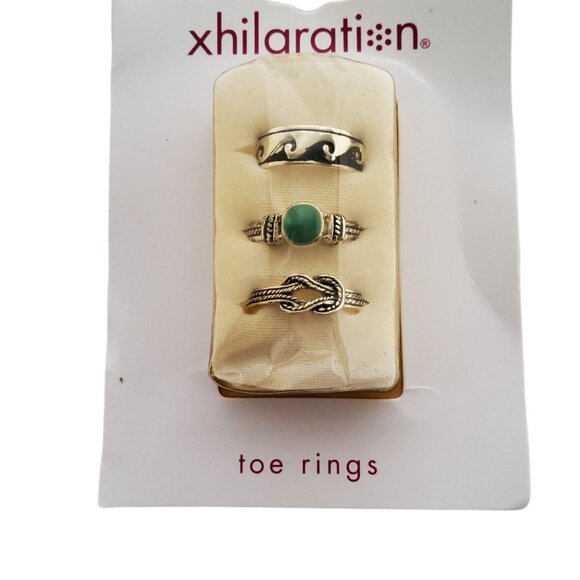 vintage womens "xhilaraton" set of 3 multi style toe rings. - Picture 2 of 2